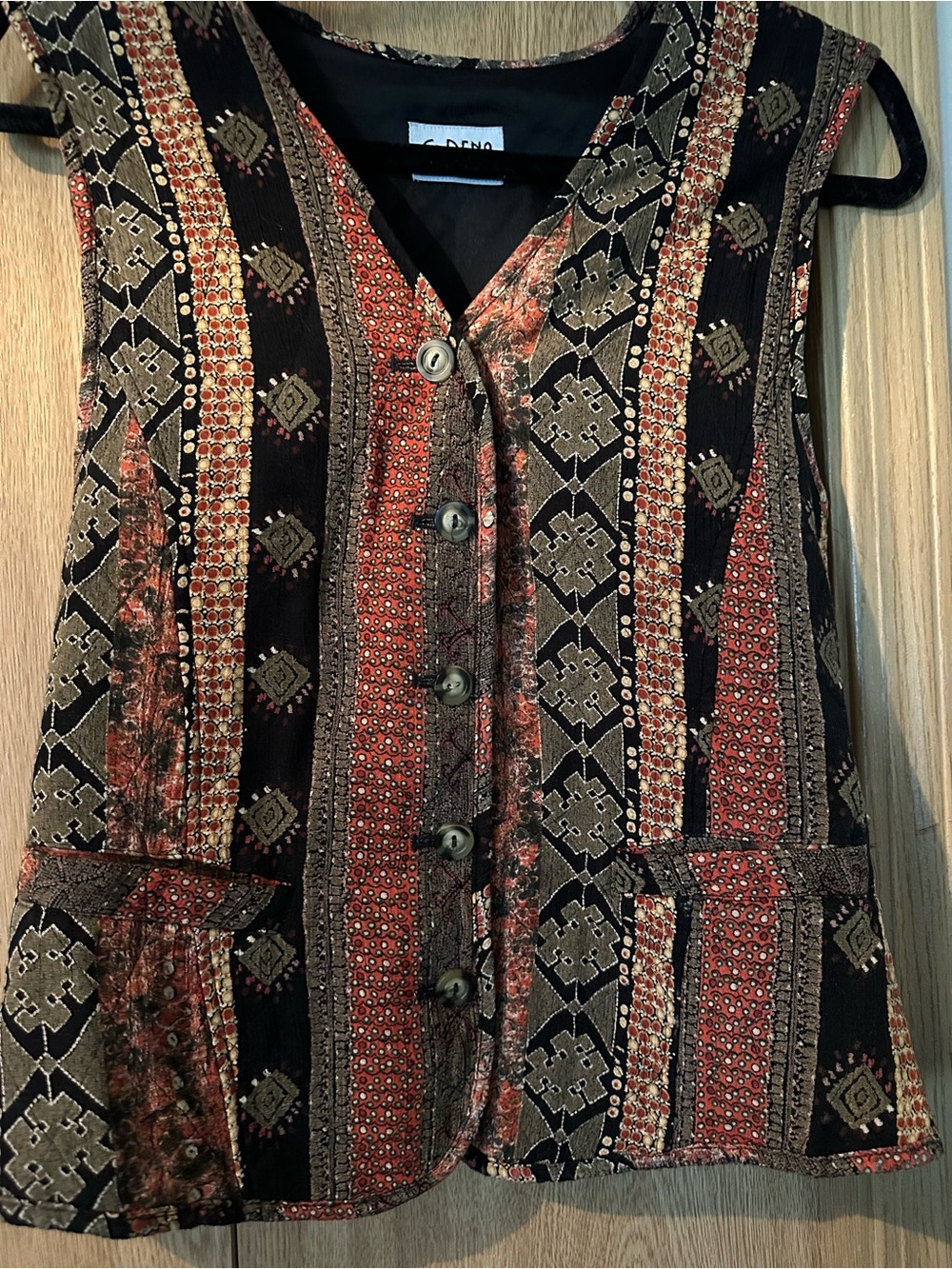 Vintage women’s Button-Front Patterned Vest.